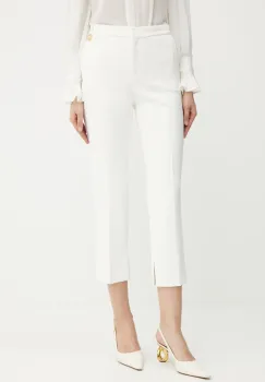 Elisabetta Franchi pantaloni culoarea bej, drept, medium waist, PA09852E2 imagine