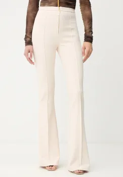 Elisabetta Franchi pantaloni culoarea bej, evazati, high waist, PA12256E2 imagine