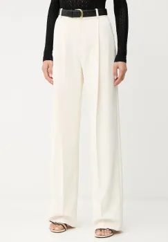 Elisabetta Franchi pantaloni culoarea bej, fason tigareta, high waist, PA12556E2 imagine