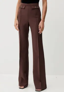 Elisabetta Franchi pantaloni culoarea maro, drept, high waist, PA12156E2 imagine