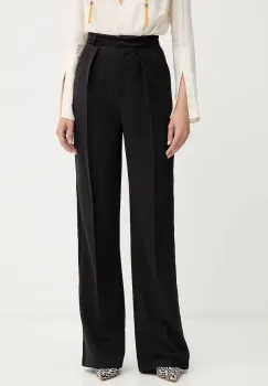 Elisabetta Franchi pantaloni culoarea negru, drept, high waist, PA12656E2 imagine