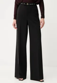 Elisabetta Franchi pantaloni culoarea negru, lat, high waist, PA10356E2 imagine