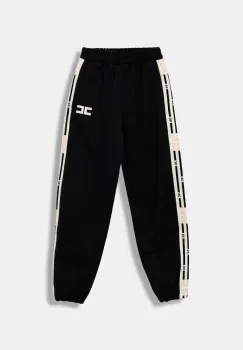 Elisabetta Franchi pantaloni de trening din bumbac pentru copii culoarea negru, cu imprimeu, EFPA298.0.FF002 imagine