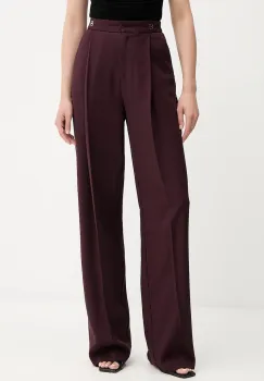 Elisabetta Franchi pantaloni din lana culoarea bordo, drept, high waist, PA12356E2 imagine