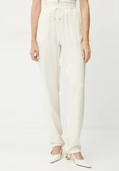 Elisabetta Franchi pantaloni femei, culoarea bej, drept, high waist, PA09152E2 imagine