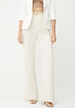 Elisabetta Franchi pantaloni femei, culoarea bej, drept, high waist, PA09552E2 imagine