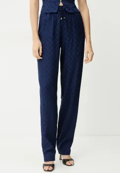 Elisabetta Franchi pantaloni femei, culoarea bleumarin, drept, high waist, PA09152E2 imagine