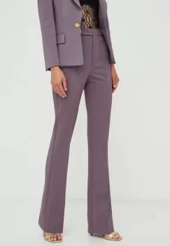 Elisabetta Franchi pantaloni femei, culoarea violet, evazati, high waist imagine