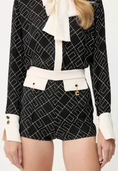 Elisabetta Franchi pantaloni scurti culoarea negru, cu model, high waist, SHS0156E2 imagine