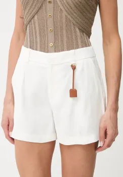 Elisabetta Franchi pantaloni scurti din in culoarea alb, neted, high waist, SH01252E2 imagine