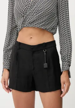 Elisabetta Franchi pantaloni scurti din in culoarea negru, neted, high waist, SH01252E2 imagine