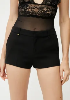 Elisabetta Franchi pantaloni scurti din lana femei, culoarea negru, uni, medium waist, SH00352E2 imagine