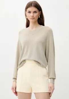 Elisabetta Franchi pantaloni scurti femei, culoarea galben, uni, high waist, SH00851E2 imagine