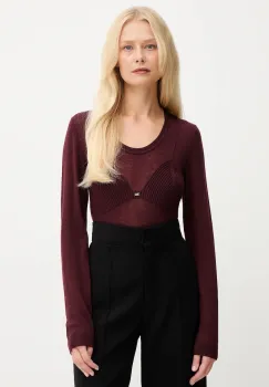 Elisabetta Franchi pulover din amestec de lana culoarea bordo, light, MK35S57E2 imagine