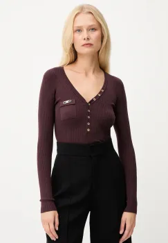 Elisabetta Franchi pulover din amestec de matase culoarea bordo, MK12B56E2 imagine