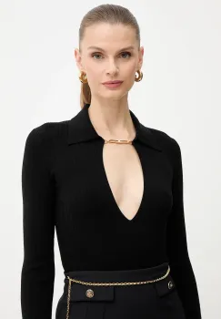 Elisabetta Franchi pulover din amestec de matase culoarea negru, light, MK09B56E2 imagine