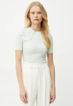 Elisabetta Franchi pulover din amestec de matase femei, culoarea turcoaz, light, MK55B51E2 imagine