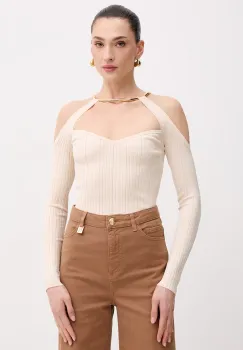 Elisabetta Franchi pulover pentru femei, cu amestec de vascoza imagine