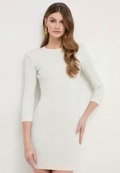 Elisabetta Franchi rochie culoarea bej, mini, mulata imagine