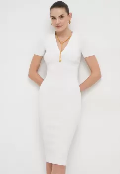 Elisabetta Franchi rochie culoarea bej, mini, mulata imagine