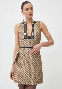 Elisabetta Franchi rochie culoarea bej, mini, mulata, AB64642E2 imagine