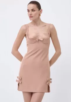Elisabetta Franchi rochie culoarea bej, mini, mulata, AB65042E2 imagine