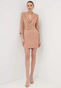 Elisabetta Franchi rochie culoarea bej, mini, mulata, AB66342E2 imagine