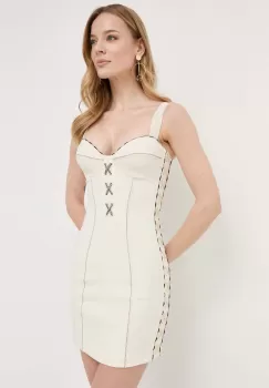 Elisabetta Franchi rochie culoarea bej, mini, mulata imagine