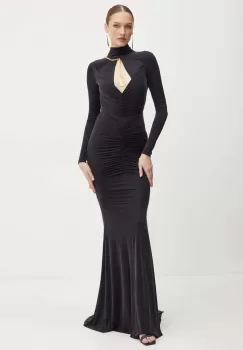 Elisabetta Franchi rochie culoarea negru, maxi, mulata, AB61646E2 imagine