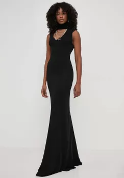 Elisabetta Franchi rochie culoarea negru, maxi, mulata, AB64742E2 imagine