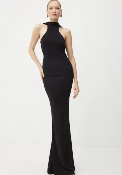 Elisabetta Franchi rochie culoarea negru, maxi, mulata, AB71647E2 imagine