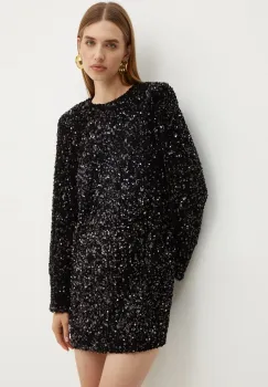 Elisabetta Franchi rochie culoarea negru, mini, drept, AB70347E2 imagine