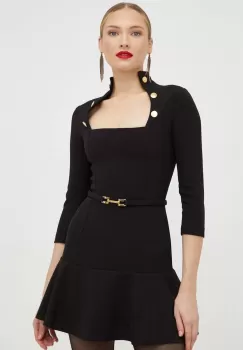 Elisabetta Franchi rochie culoarea negru, mini, evazati imagine