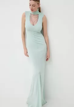 Elisabetta Franchi rochie culoarea turcoaz, maxi, mulata, AB64742E2 imagine