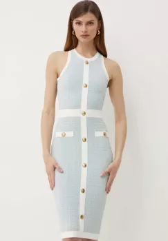 Elisabetta Franchi rochie culoarea turcoaz, mini, mulata, AM80B42E2 imagine