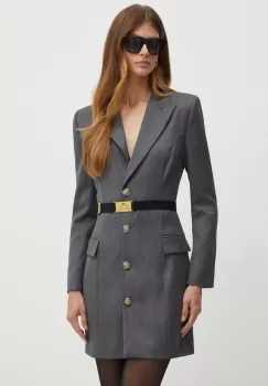 Elisabetta Franchi rochie din lana culoarea gri, mini, mulata, AB63846E2 imagine