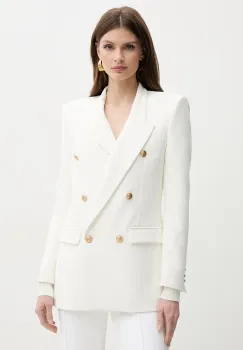 Elisabetta Franchi sacou culoarea bej, cu doua randuri de nasturi, neted, GI14751E2 imagine