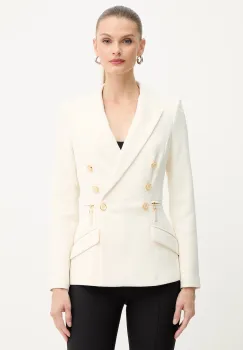 Elisabetta Franchi sacou culoarea bej, cu doua randuri de nasturi, uni, GI17256E2 imagine