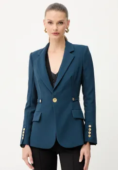 Elisabetta Franchi sacou culoarea bleumarin, un singur rand de nasturi, uni, GI17556E2 imagine