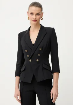 Elisabetta Franchi sacou culoarea negru, cu doua randuri de nasturi, uni, GI17456E2 imagine