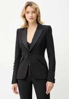 Elisabetta Franchi sacou culoarea negru, un singur rand de nasturi, uni, GI15456E2 imagine