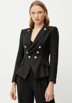 Elisabetta Franchi sacou de in culoarea negru, cu doua randuri de nasturi, uni, GI16252E2 imagine