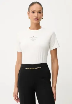 Elisabetta Franchi tricou din bumbac culoarea bej, MA63D56E2 imagine