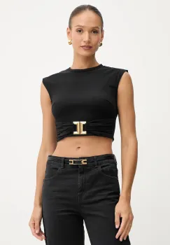 Elisabetta Franchi tricou din bumbac culoarea negru, MA01656E2 imagine