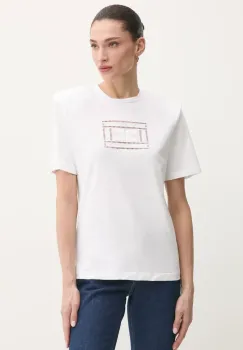 Elisabetta Franchi tricou din bumbac femei, culoarea alb, MA01651E2 imagine