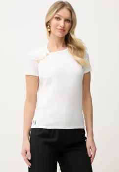 Elisabetta Franchi tricou din bumbac femei, culoarea alb, MA02851E2 imagine