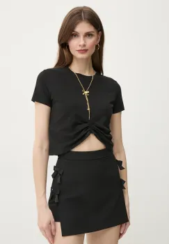 Elisabetta Franchi tricou din bumbac femei, culoarea negru, MA00651E2 imagine