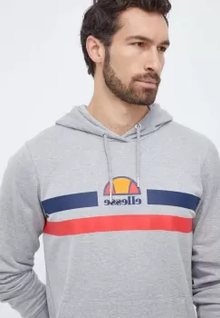 Ellesse bluza barbati, culoarea gri, cu gluga, cu imprimeu imagine
