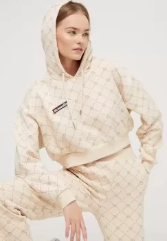 Ellesse bluza femei, culoarea bej, cu gluga, modelator imagine