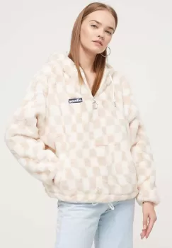 Ellesse bluza femei, culoarea bej, cu gluga, modelator imagine